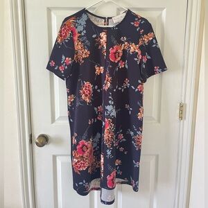 Charles Henry Navy Floral Dress - Plus Size
